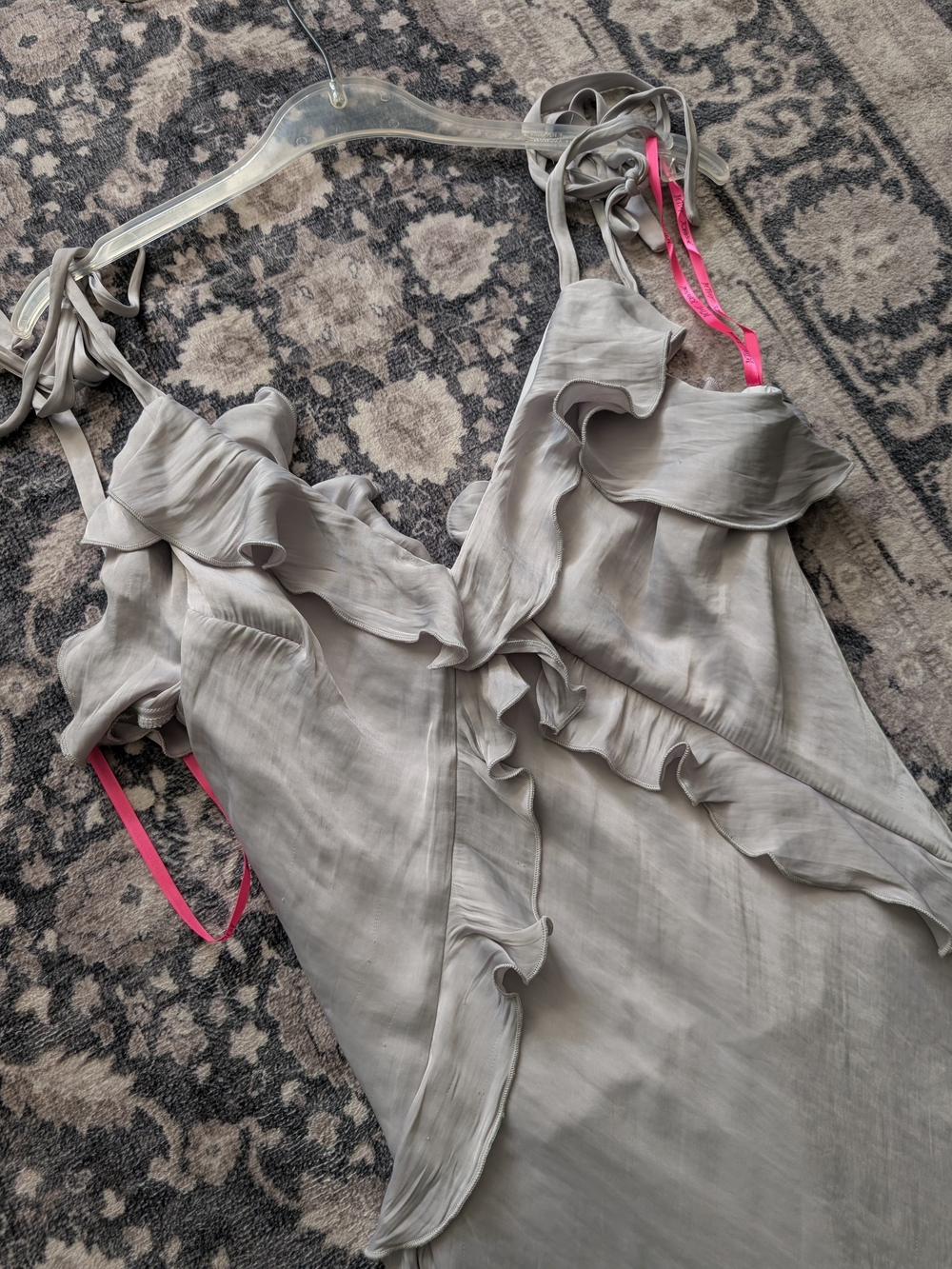 Betsey Johnson Strapless Ruffle Slip Dress in Silver